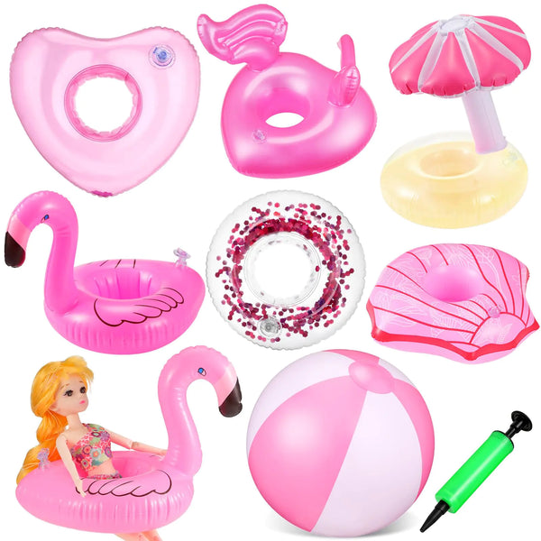 Set de 6 Flotadores Inflables Rosados – Verano Divertido en la Piscina