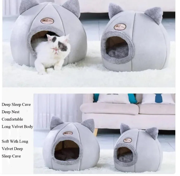 Cueva Inviernal para Gatos CozyNest – Cama Calentita y Acogedora