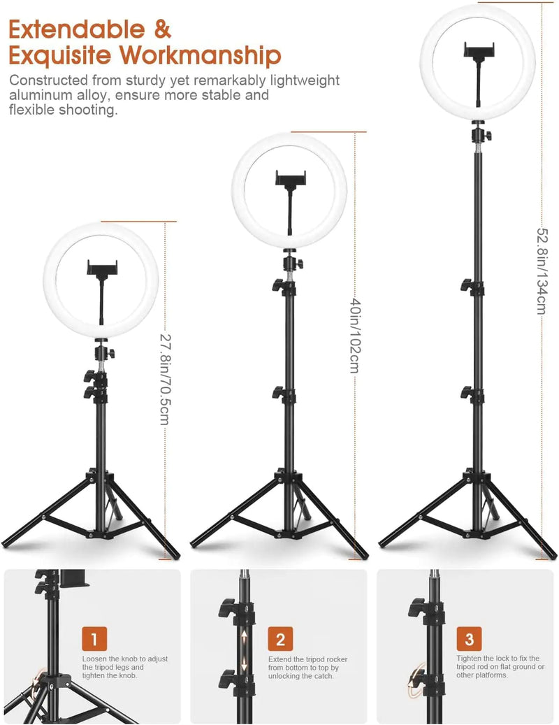 Aro de Luz LED 10.2” con Trípode y Control de Intensidad